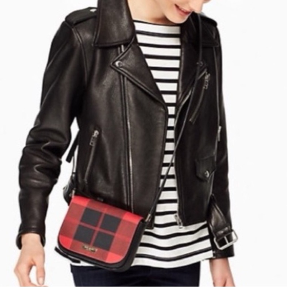 Kate Spade Carsen Newbury Lane Red and Black Plaid Small Crossbody Bag - Picture 11 of 12